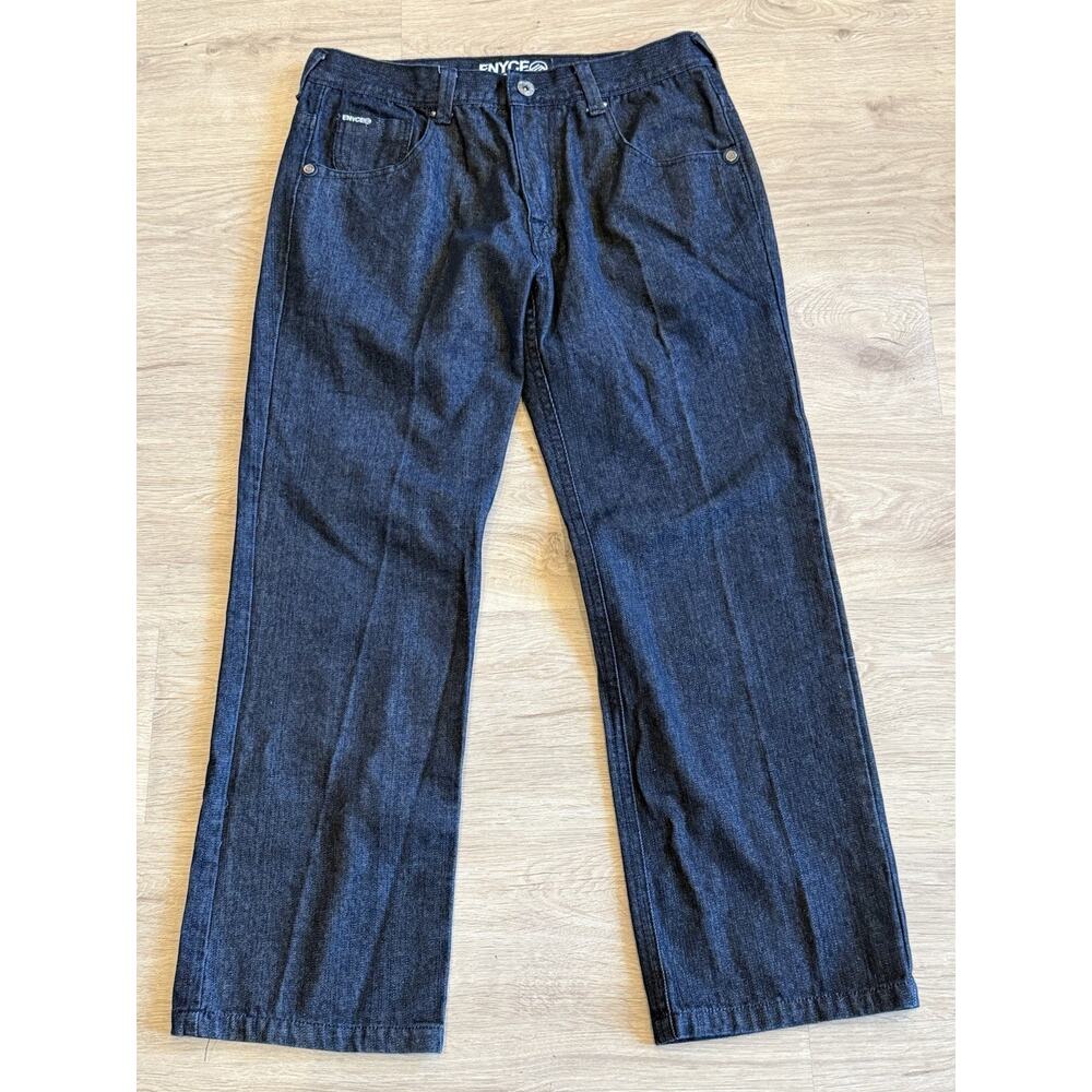 Vintage Y2K ENYCE By Sean Combs Embroidered Denim Jeans Size 36x30 Black